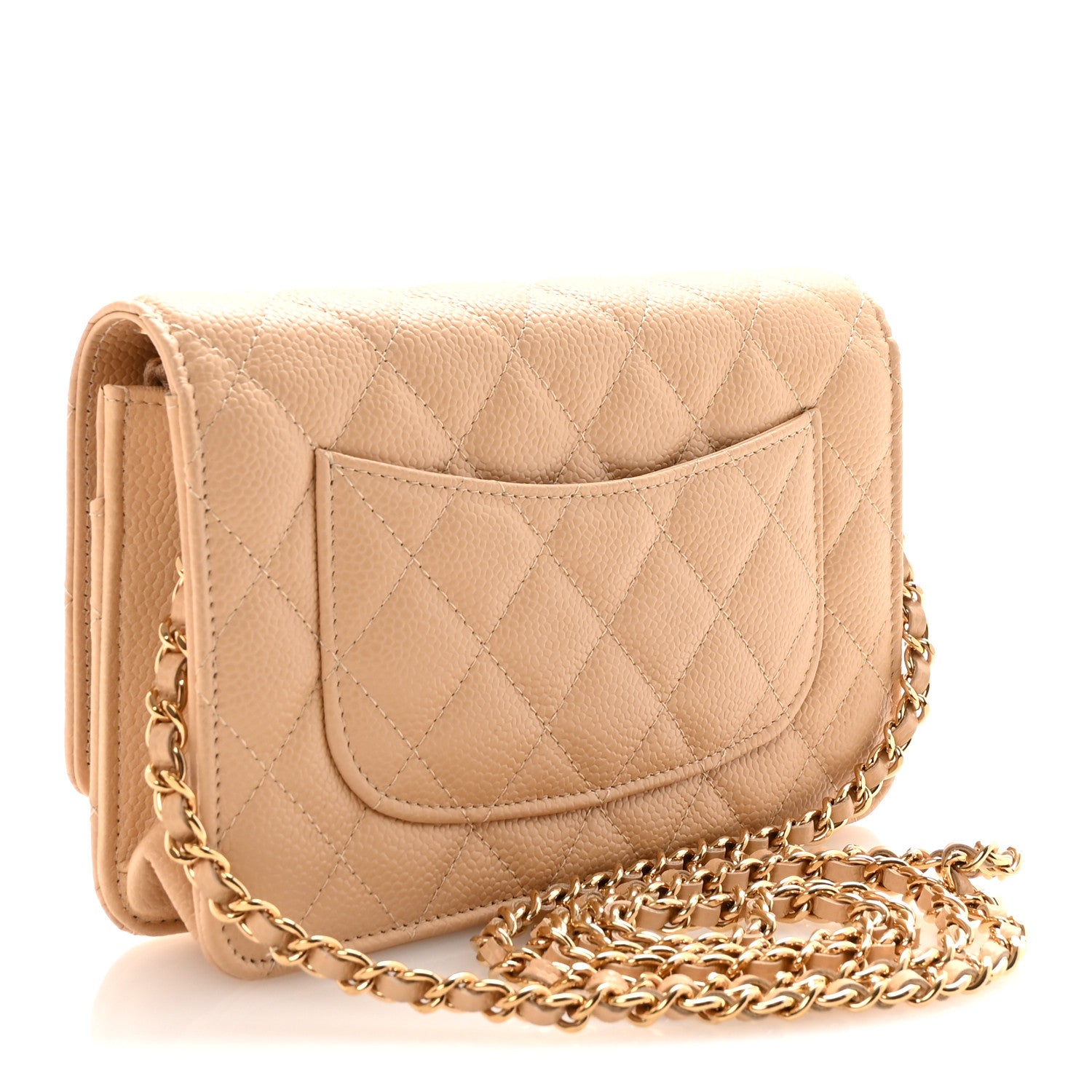 Chanel Caviar Quilted Wallet on Chain WOC Beige 3 of 12