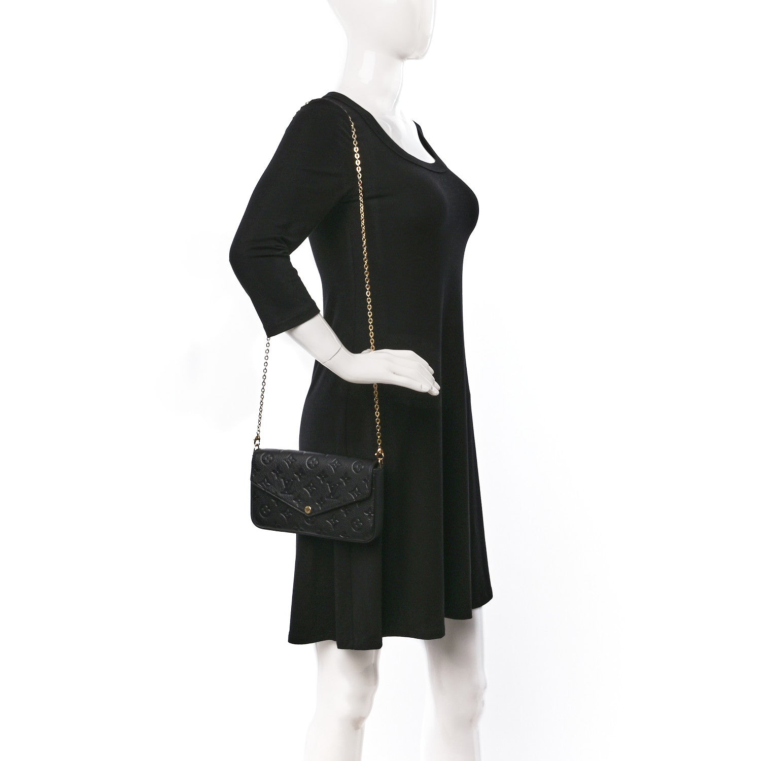 Louis Vuitton Empreinte Pochette Felicie Chain Wallet Black 2 of 11