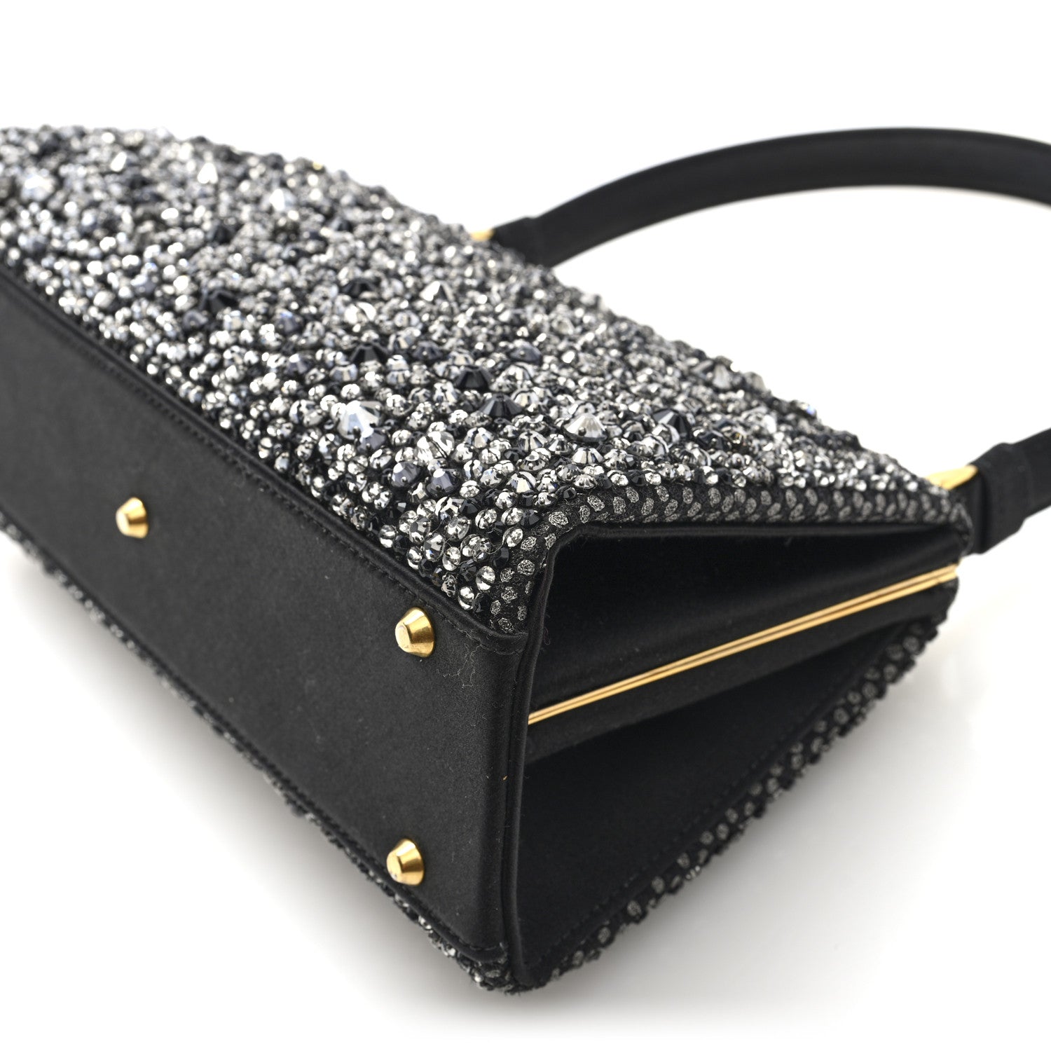 Christian Dior Satin Sequin Frame Bag Black 10 of 10