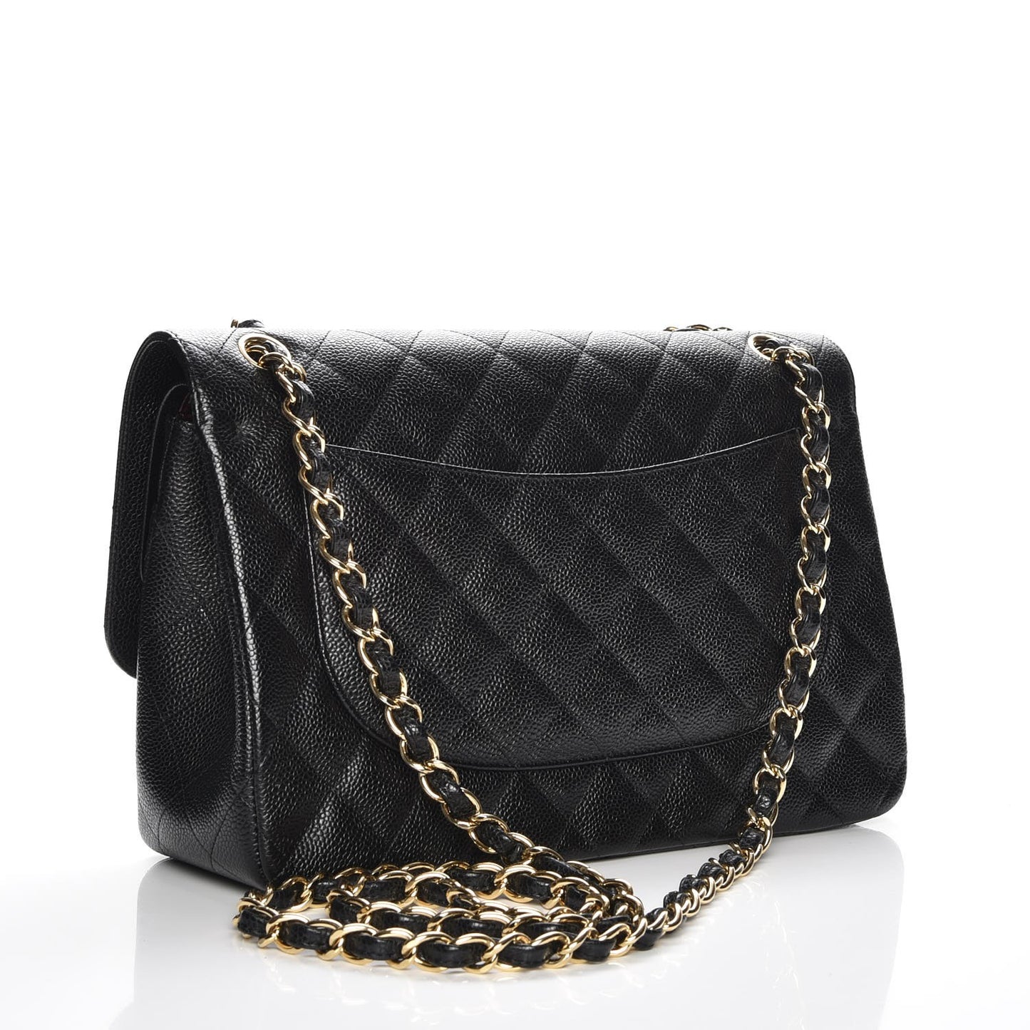 Caviar Quilted Jumbo Double Flap Black