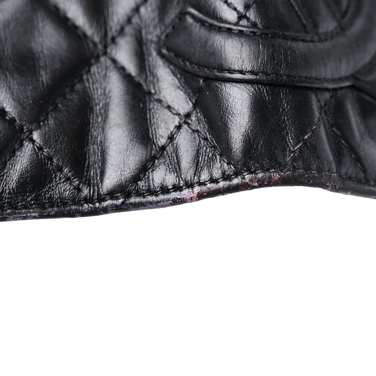 Calfskin Quilted Cambon Yen Wallet Black