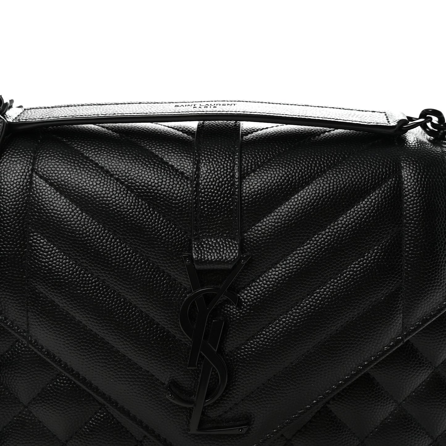 Grain De Poudre Textured Mixed Matelasse Triquilt Medium Monogram Monochrome Satchel Black