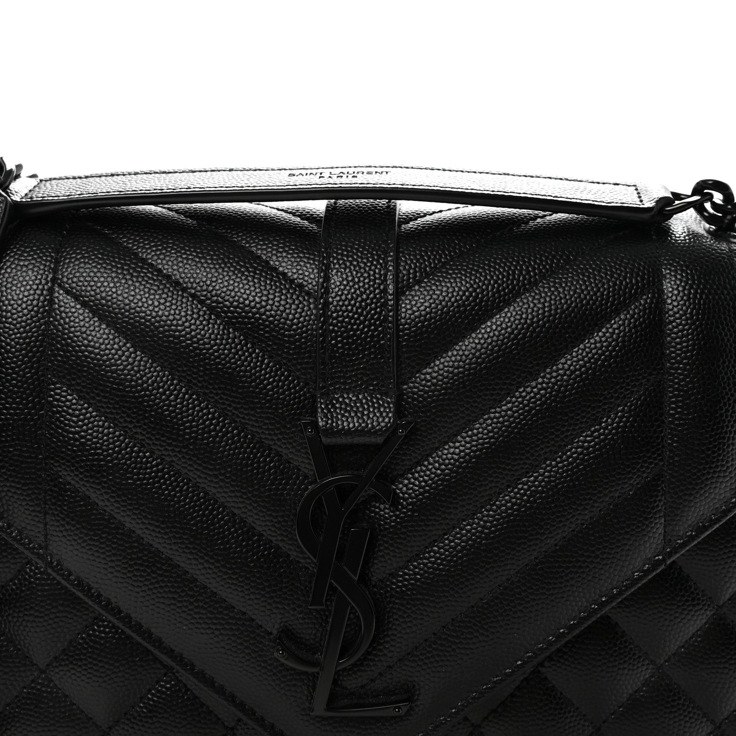 Saint Laurent Grain De Poudre Textured Mixed Matelasse Triquilt Medium Monogram Monochrome Satchel Black 7 of 10