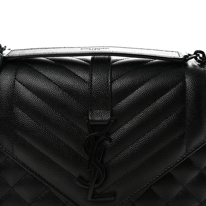 Saint Laurent Grain De Poudre Textured Mixed Matelasse Triquilt Medium Monogram Monochrome Satchel Black 7 of 10
