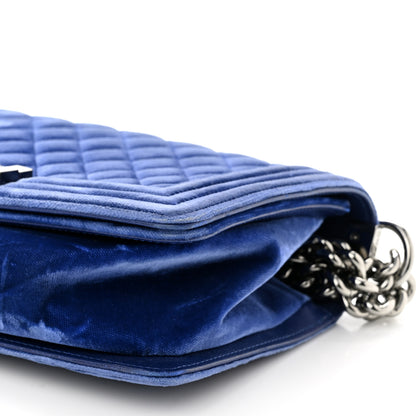 Chanel Velvet Quilted Medium Boy Flap Blue 10 of 13