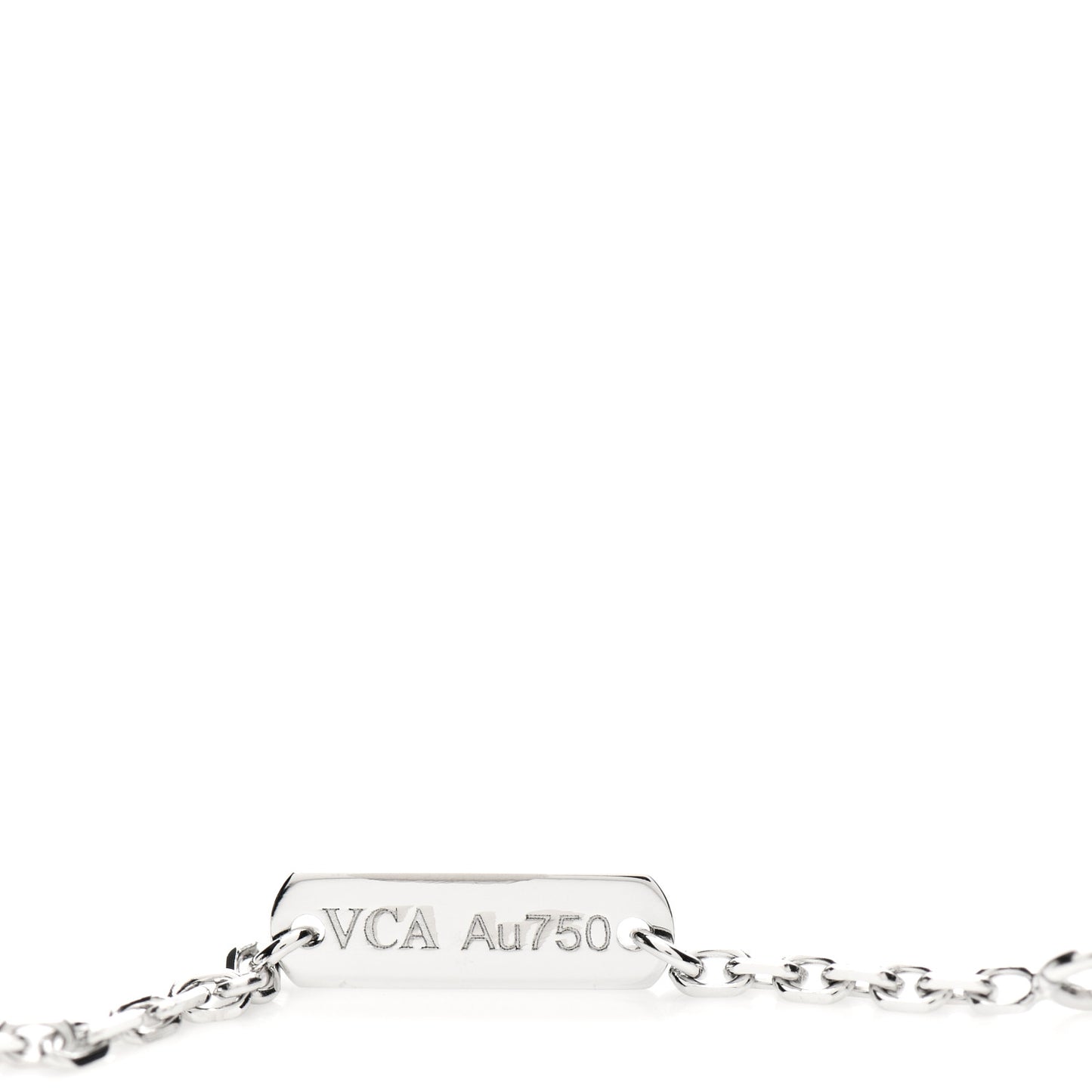 18K White Gold Chalcedony Vintage Alhambra Pendant Necklace