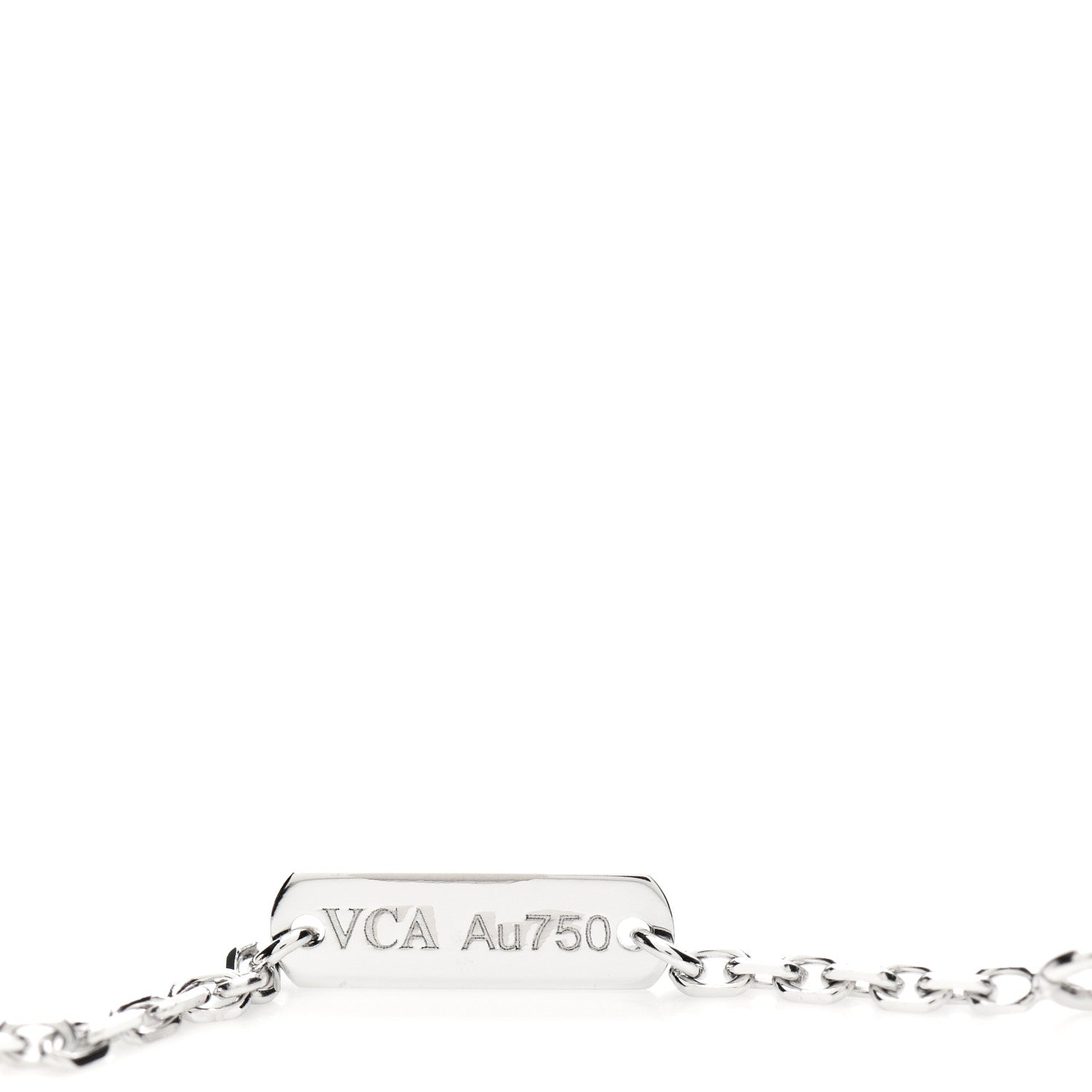Van Cleef & Arpels 18K White Gold Chalcedony Vintage Alhambra Pendant Necklace 4 of 5