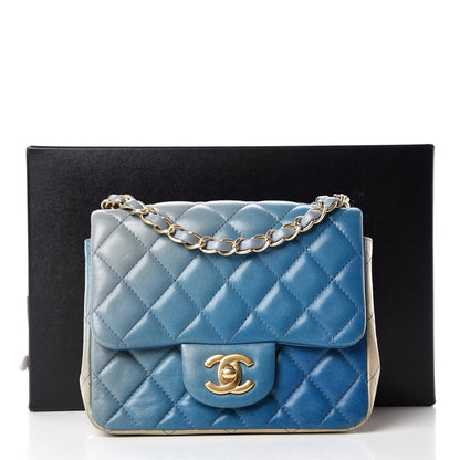 Chanel Lambskin Degrade Quilted Mini Square Flap Light Blue 16 of 16