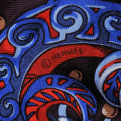 Hermes Cashmere Silk Zenobie Reine De Palmyre Shawl 140 Aubergine Bleu Dur Rouge 6 of 10