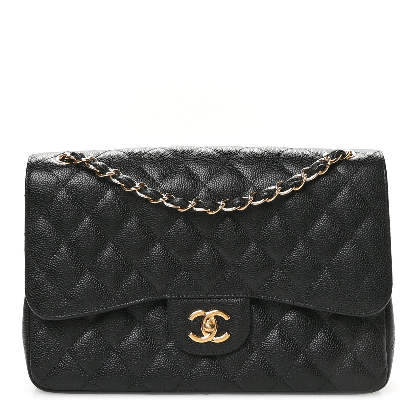 Caviar Quilted Jumbo Double Flap Black
