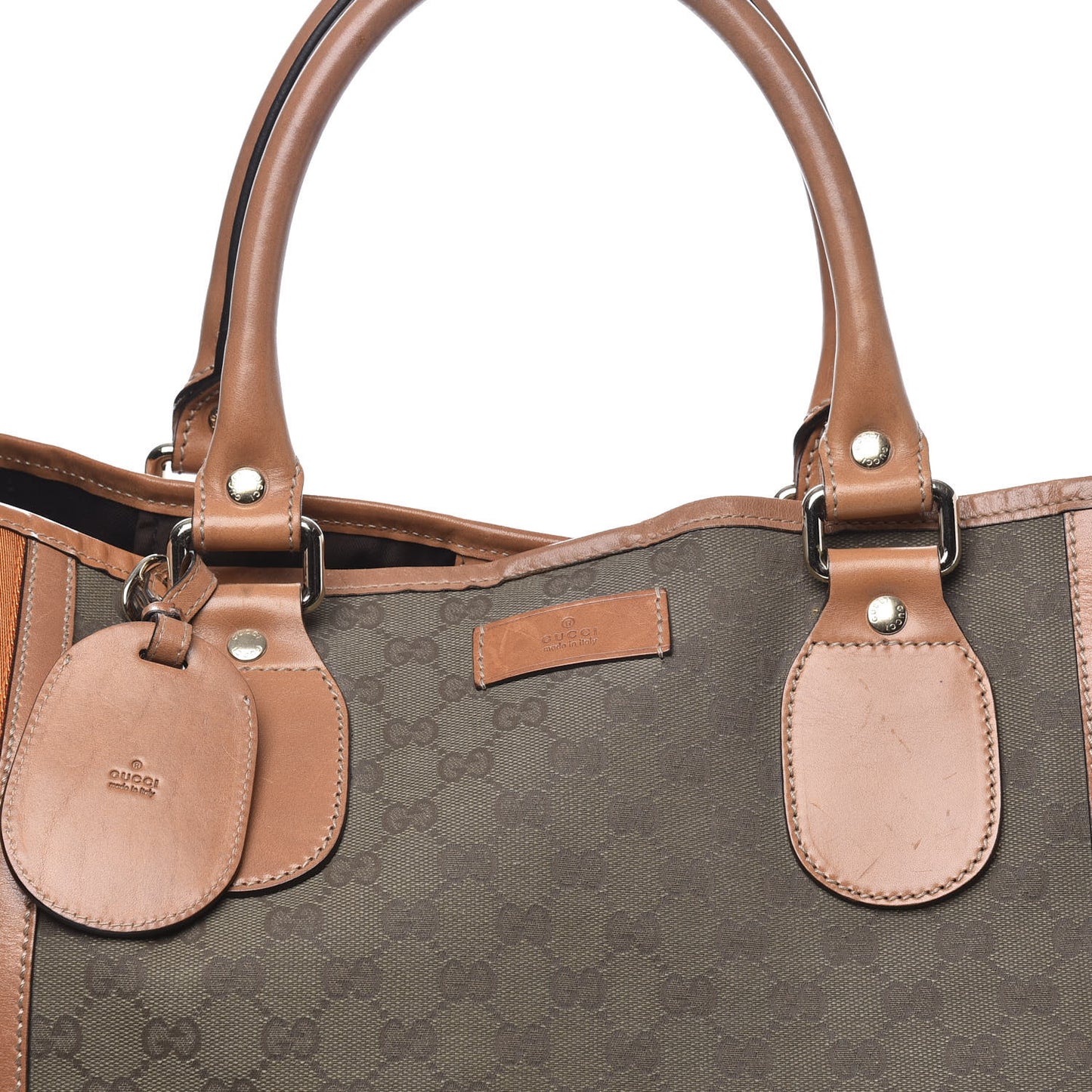 Calfskin Monogram Web Large Tote Brown