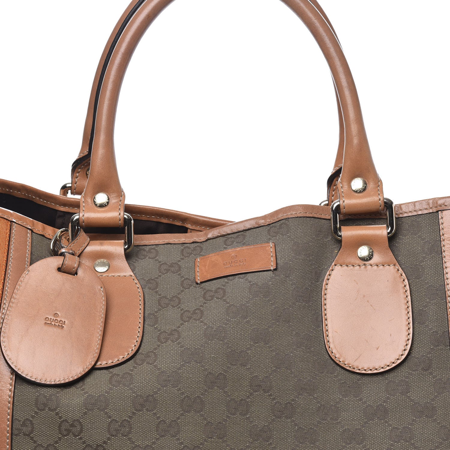 Gucci Calfskin Monogram Web Large Tote Brown 14 of 14