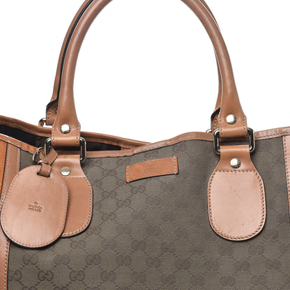 Gucci Calfskin Monogram Web Large Tote Brown 14 of 14