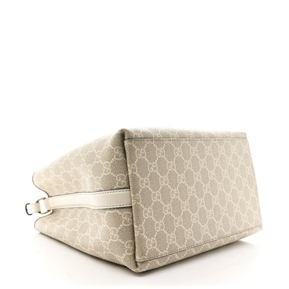 Gucci GG Supreme Monogram Medium Emblem Bucket Bag Beige Mystic White 4 of 11