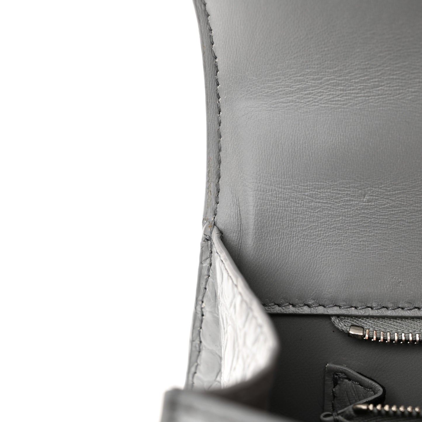 Shiny Calfskin Crocodile Embossed Small Hourglass Top Handle Bag Steel Grey