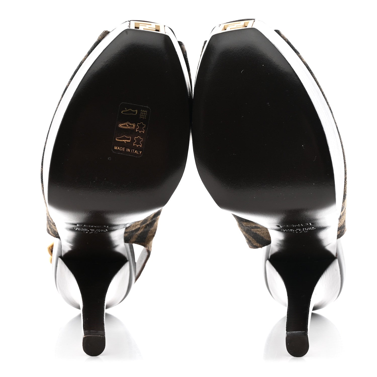 Fendi Zucca Slingback Platform Peep Toe Pumps 37.5 Tobacco Black 6 of 8