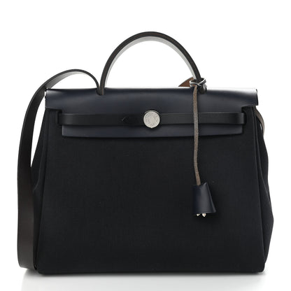 Hermes Military Toile Vache Hunter Herbag Zip Retourne 31 PM Blue Indigo 3 of 13