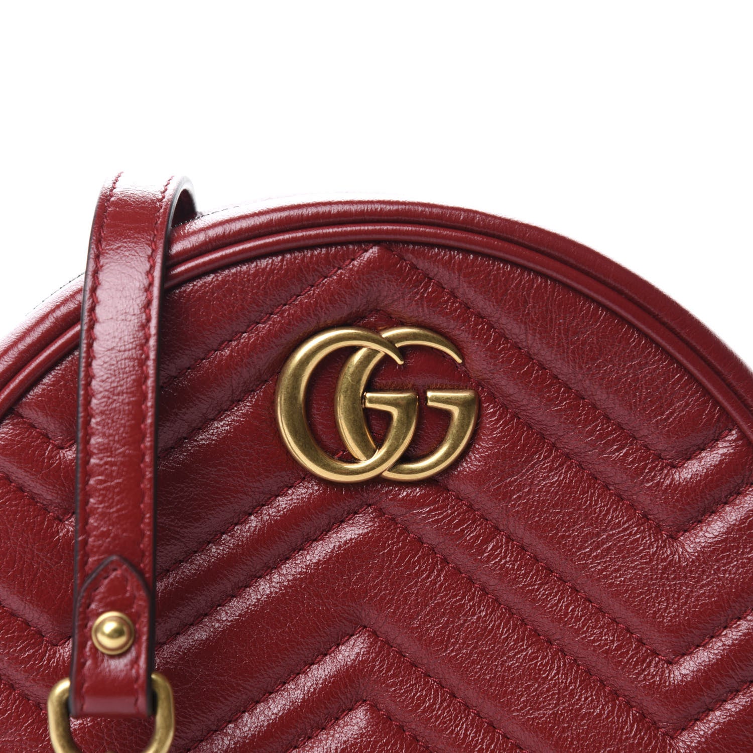Gucci Glazed Calfskin Matelasse Heart Mini GG Marmont Round Shoulder Bag Romantic Cerise 10 of 10