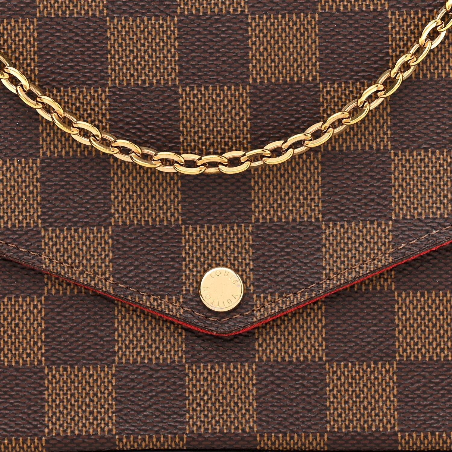 Louis Vuitton Damier Ebene Pochette Felicie Chain Wallet 8 of 10