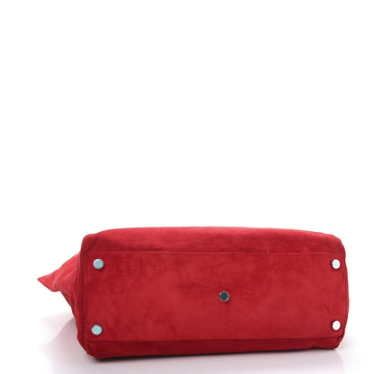 Saint Laurent Calfskin Suede Stud Reversible Shopper Tote Red 9 of 19