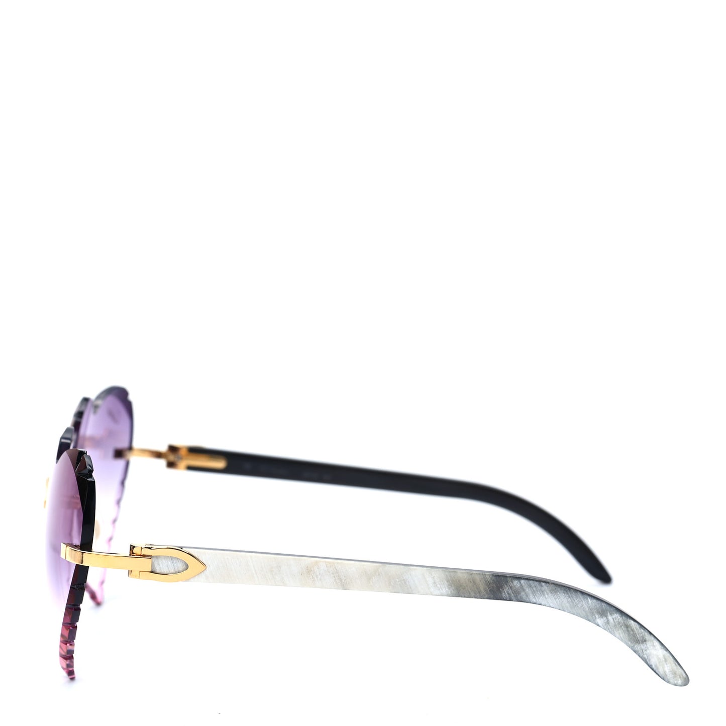 Metal Horn Rimless Heart Sunglasses CT0046S Purple