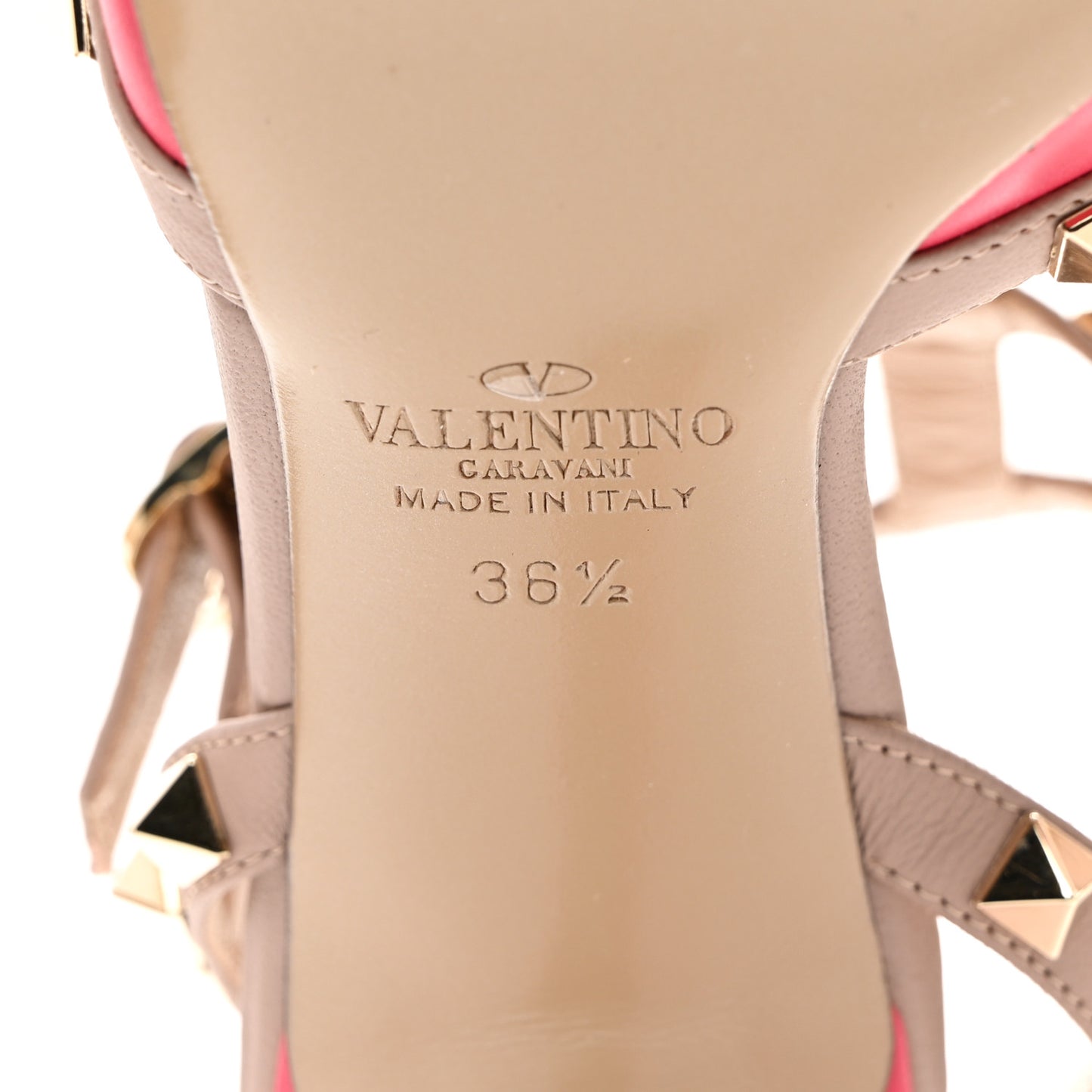 Calfskin Nappa Rockstud Ankle Strap 65mm Pumps 36.5 Deep Fuxia Poudre