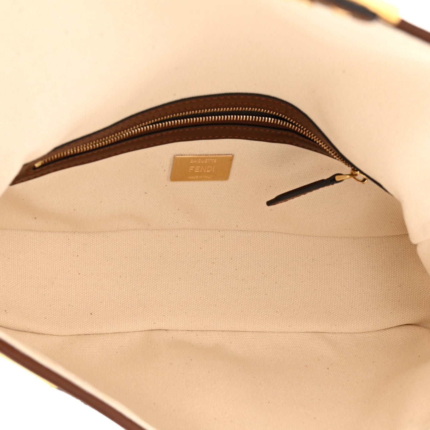 X SARA COLEMAN Canvas Vitello King Seta FF Fish Eye Embroidered Baguette Grezzo Multicolor Ghianda