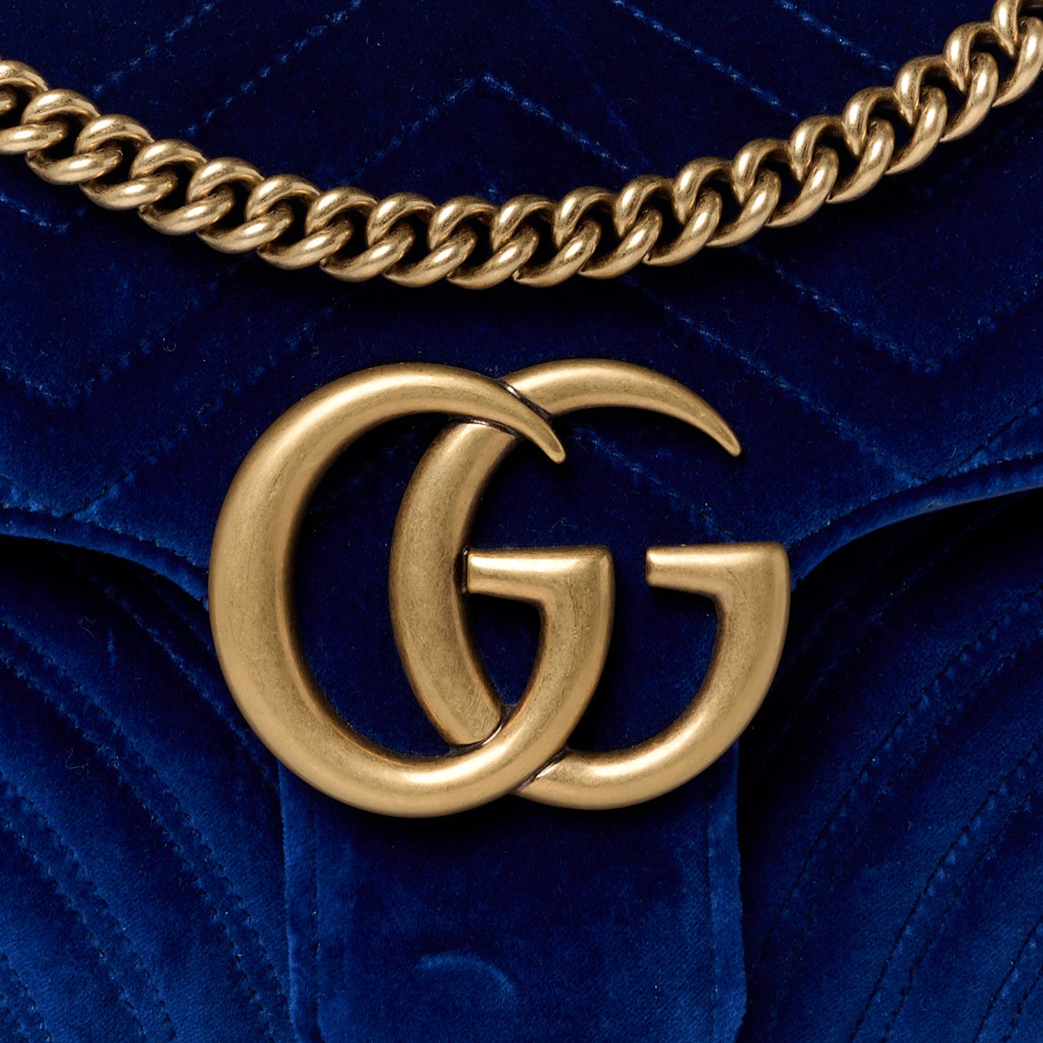 Gucci Velvet Matelasse Medium GG Marmont Shoulder Bag Cobalt Blue 9 of 11