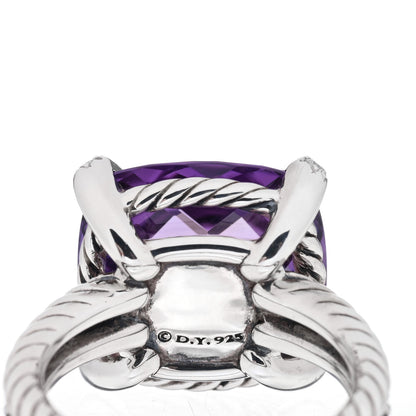 David Yurman Sterling Silver Diamond Amethyst 14mm Chatelaine Ring 52 6 4 of 4