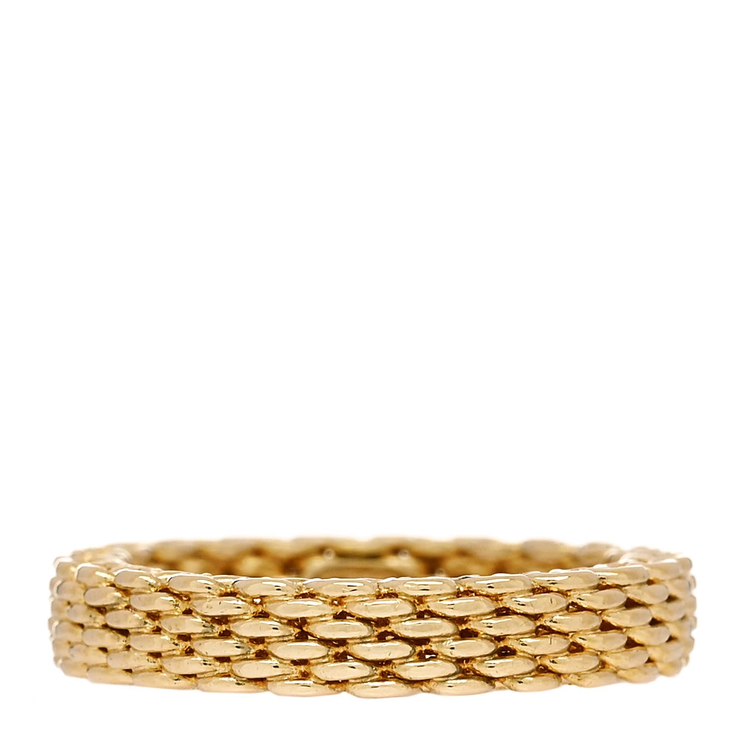 Tiffany 18K Yellow Gold Narrow Somerset Mesh Ring 49 4.75 1 of 4