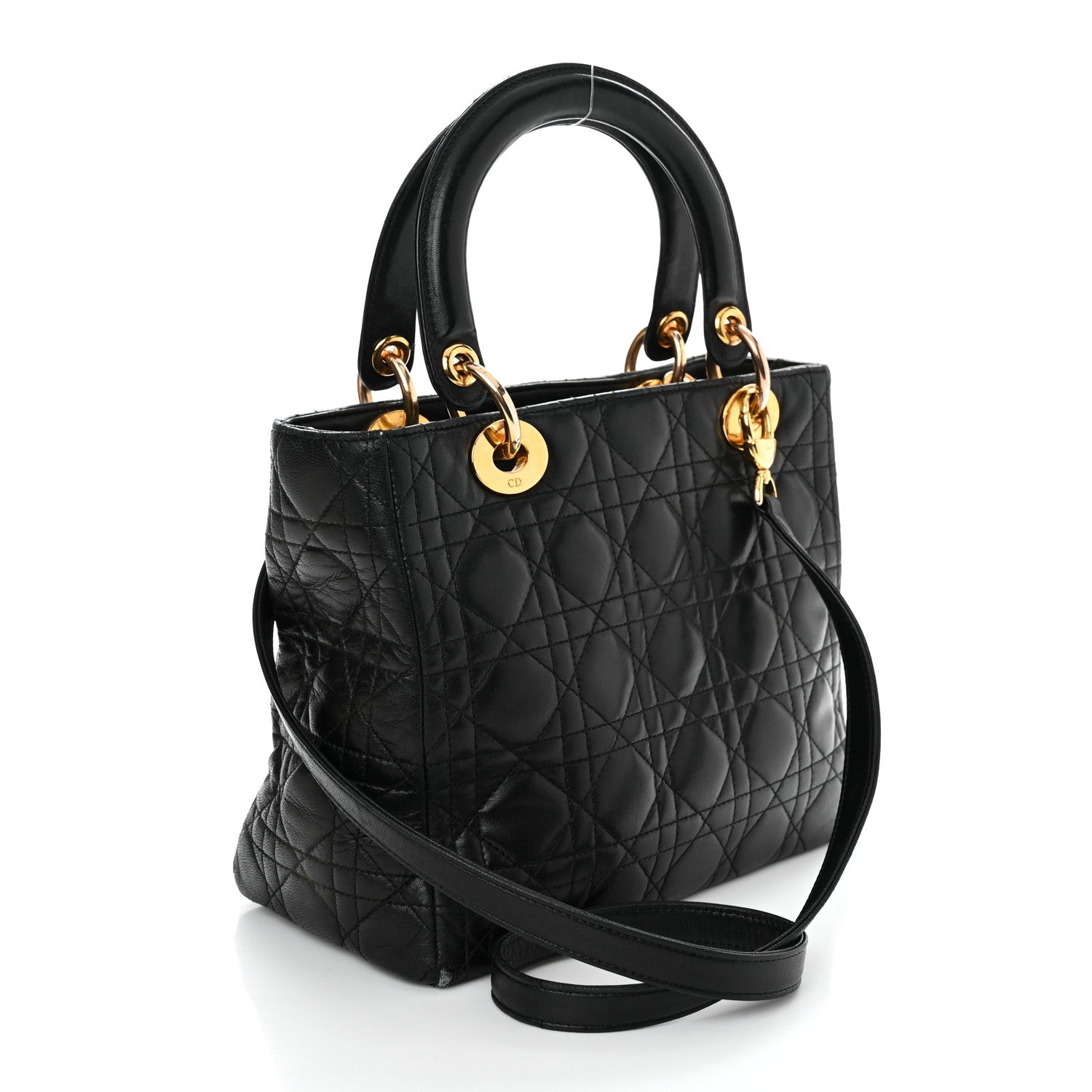 Christian Dior Lambskin Cannage Medium Lady Dior Black 3 of 15