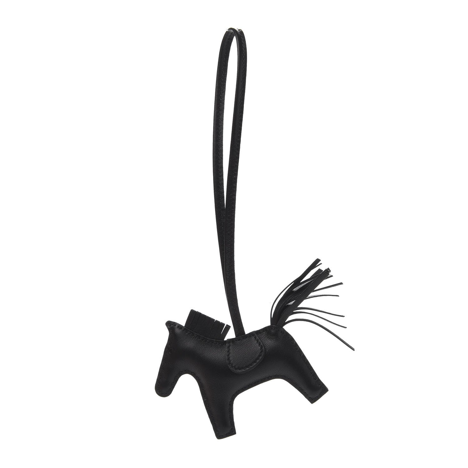 Hermes Milo Lambskin Grigri Rodeo Horse Bag Charm PM So Black 3 of 5