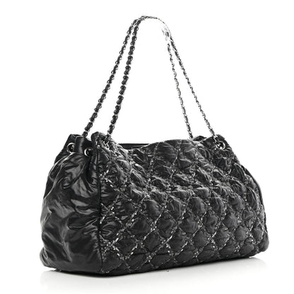 Chanel Nylon Quilted Tweed Stitch Bubble Tote Black 3 of 14