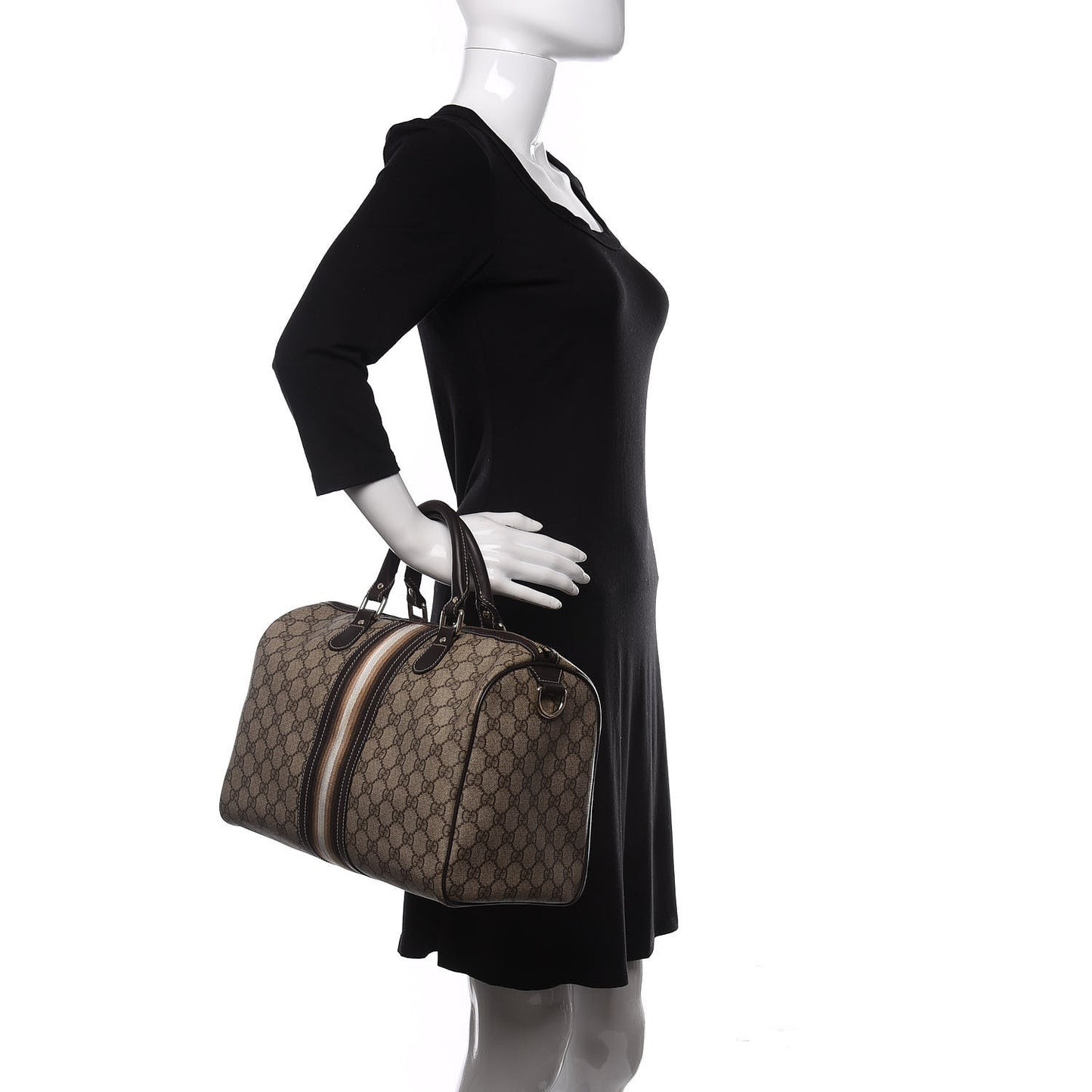 GG Plus Monogram Web Medium Joy Boston Dark Brown