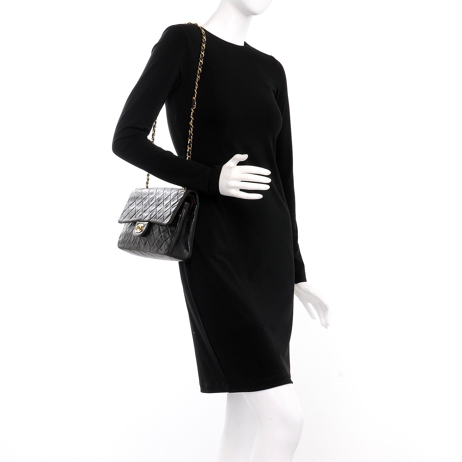 Chanel Lambskin Quilted Medium Double Flap Black 2 of 13