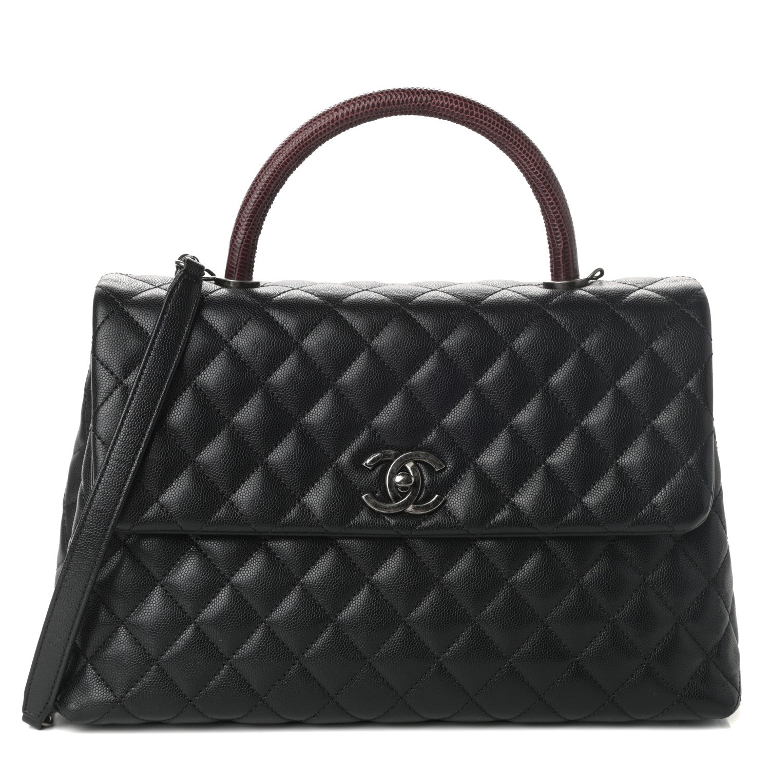 Chanel Caviar Lizard Quilted Medium Coco Handle Flap Black 1 of 10
