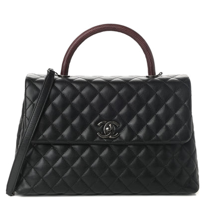 Chanel Caviar Lizard Quilted Medium Coco Handle Flap Black 1 of 10