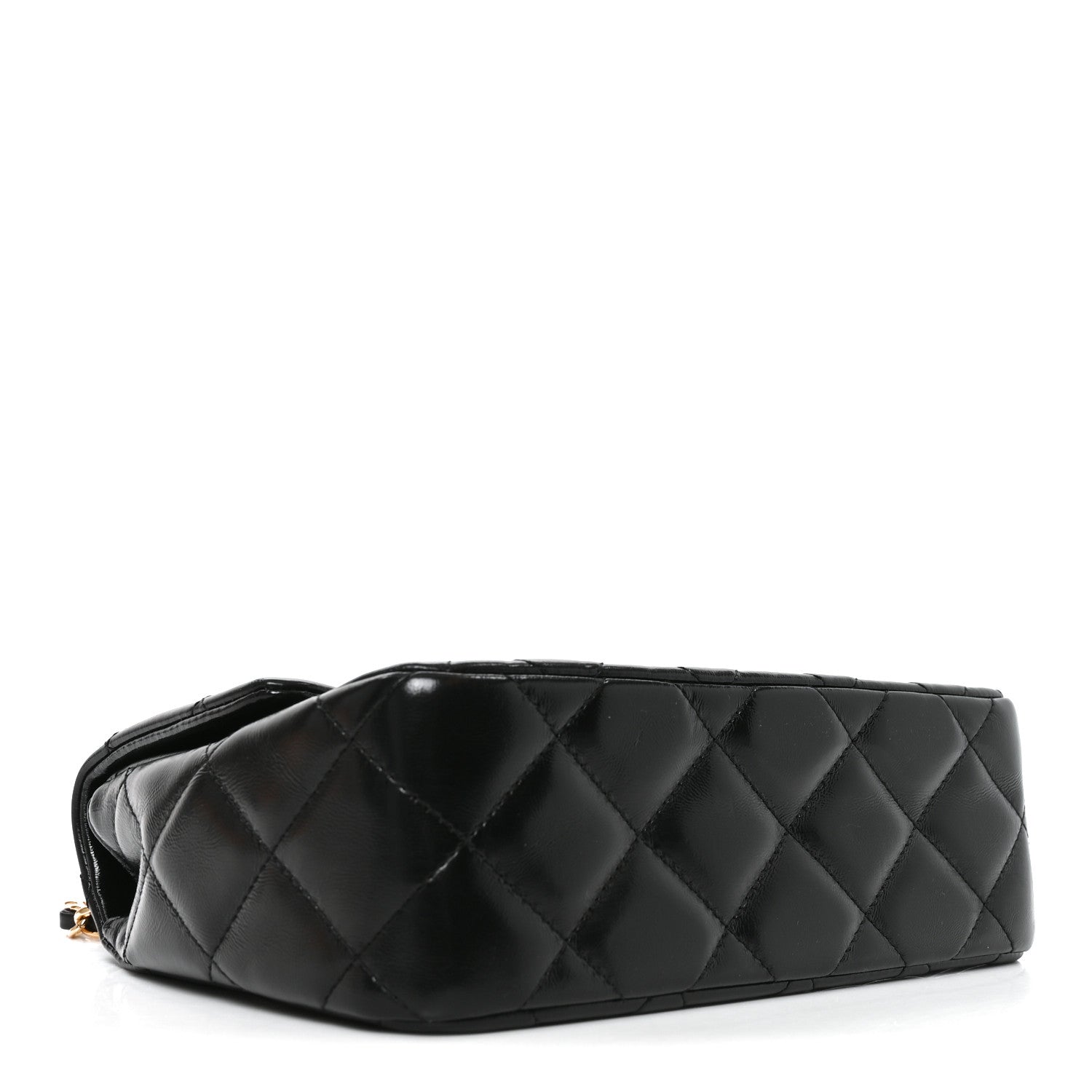 Chanel Shiny Lambskin Quilted Twisted Links Top Handle Flap Black 4 of 10