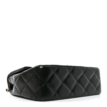 Chanel Shiny Lambskin Quilted Twisted Links Top Handle Flap Black 4 of 10