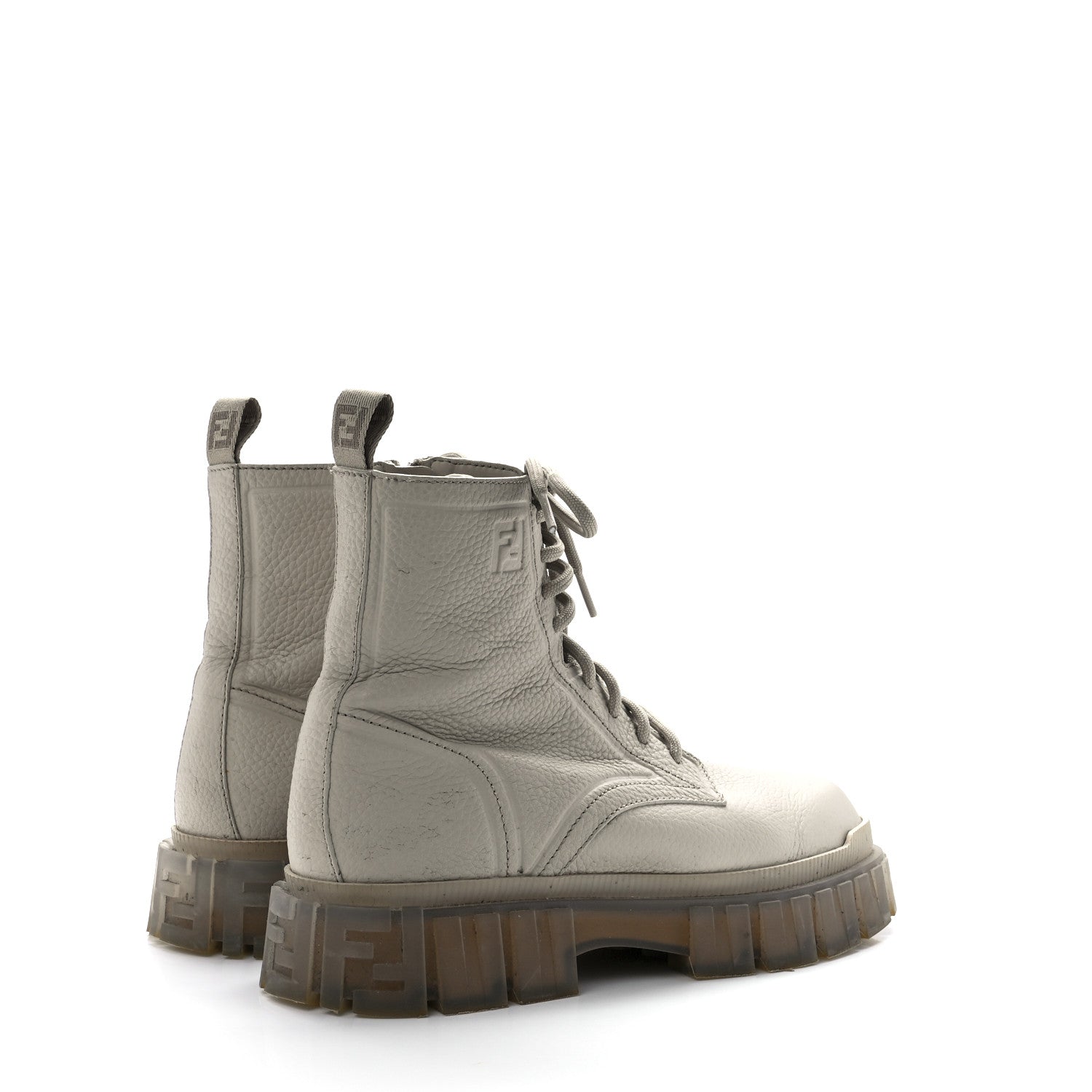 Fendi Vitello Lycra FF Embossed Mens Fendi Force Combat Boots 8 New Latte Nuvola 4 of 10