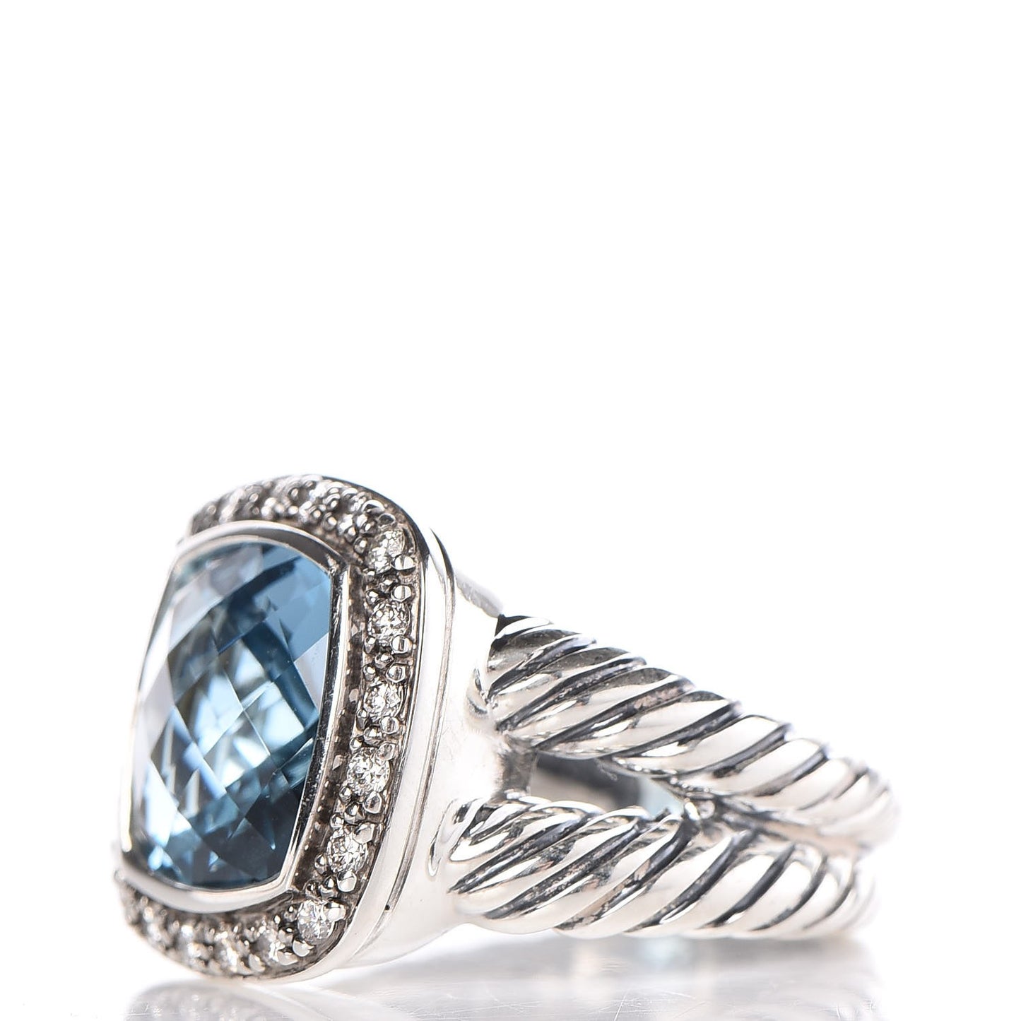 Sterling Silver Diamond Blue Topaz 11mm Albion Ring 53 6.5