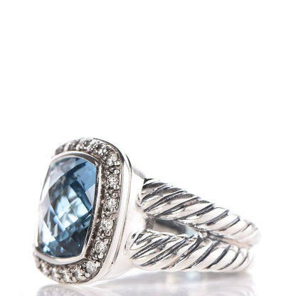 David Yurman Sterling Silver Diamond Blue Topaz 11mm Albion Ring 53 6.5 3 of 5