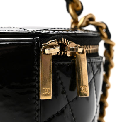 Chanel Patent Quilted Afternoon Tea Top Handle Vanity Case With Chain Black 11 of 13