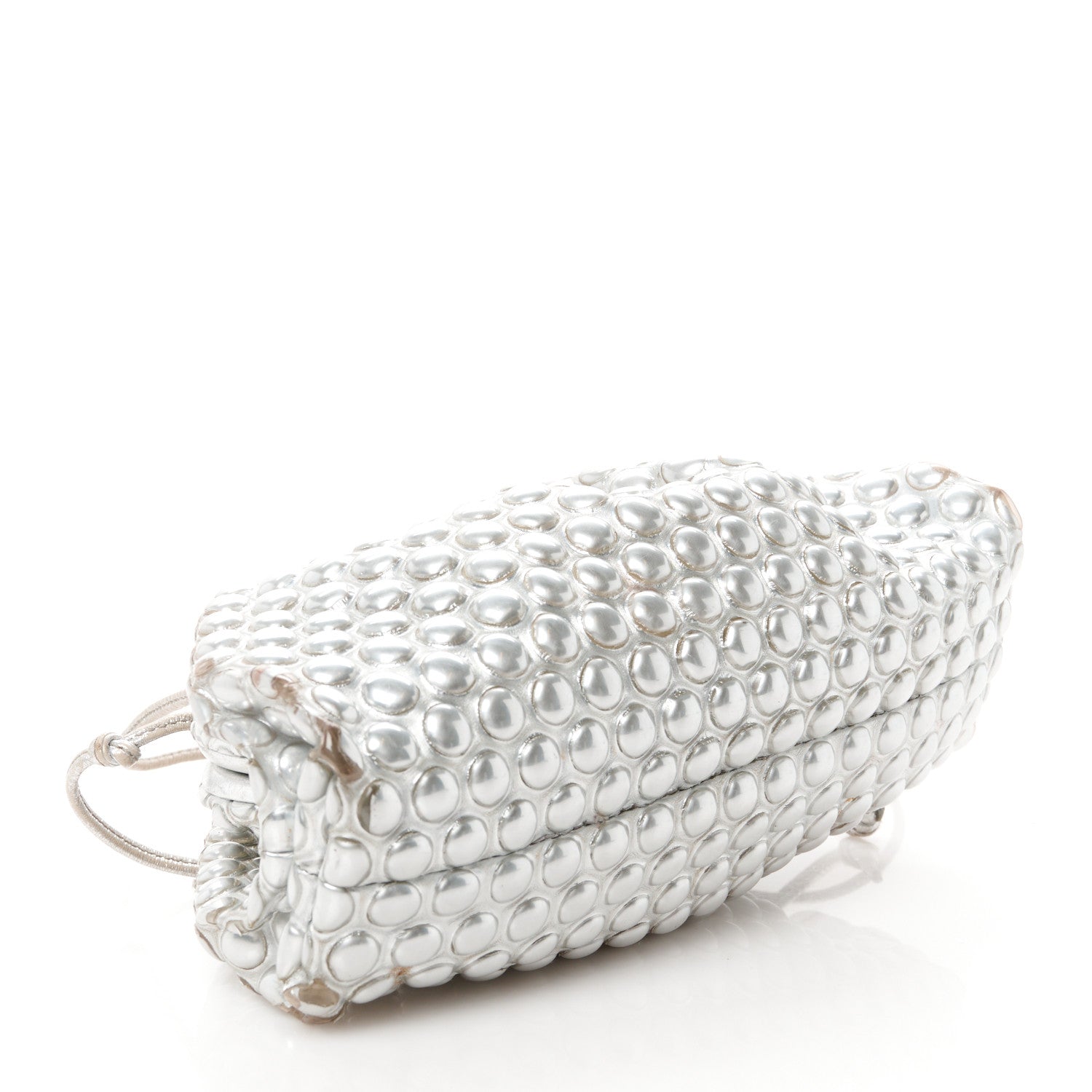 Bottega Veneta Metallic Fabric Bubble Wrap The Mini Pouch Silver 4 of 11