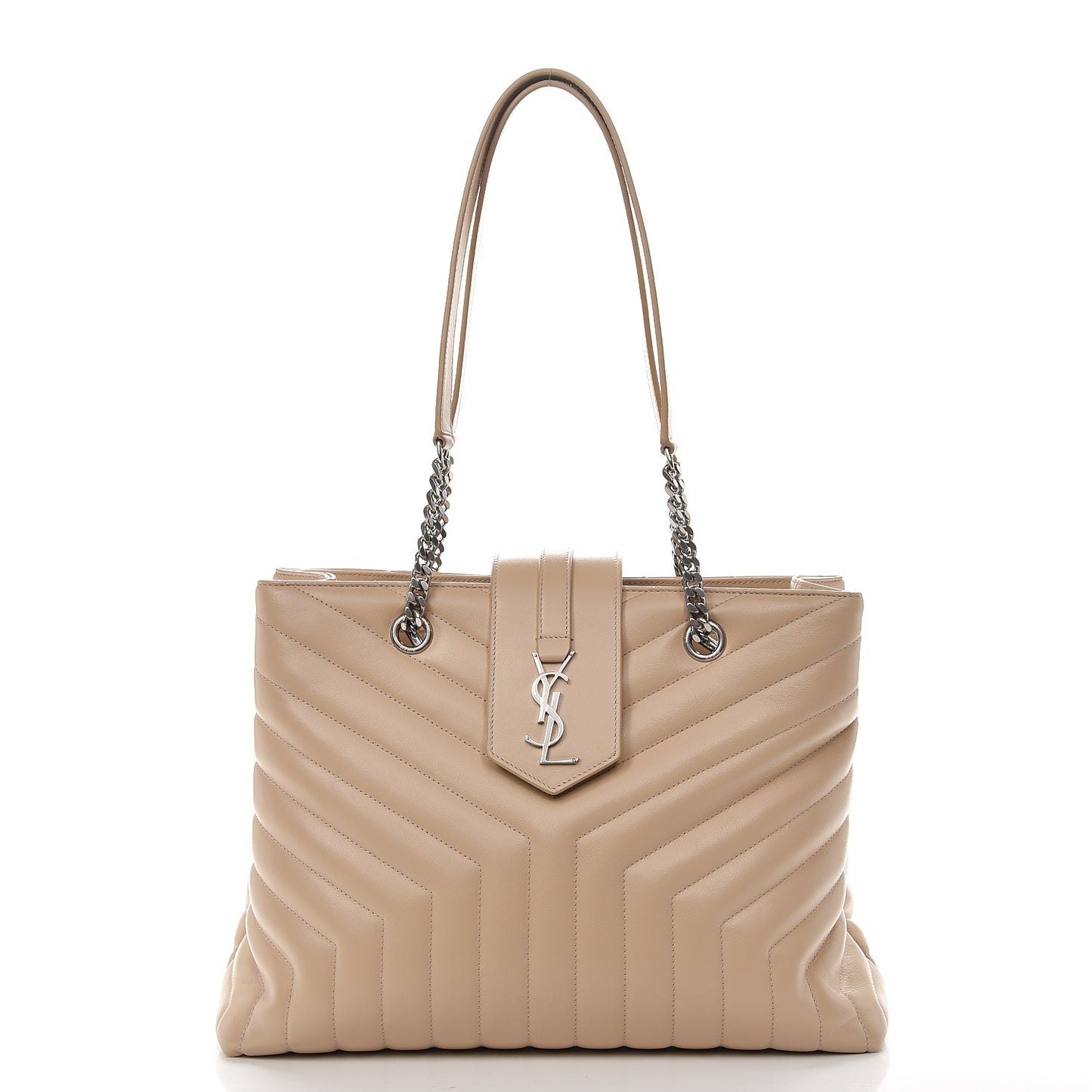 Calfskin Y Quilted Monogram Large Loulou Shopper Nude Powder