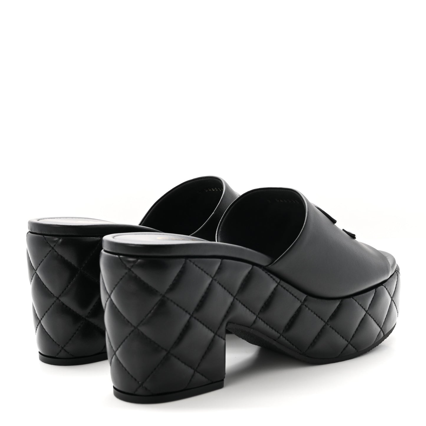 Lambskin Quilted CC Platform Mules 40 Black