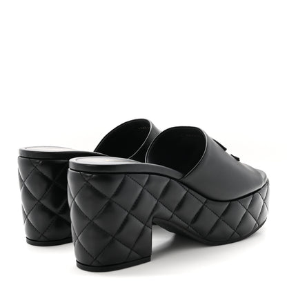 Chanel Lambskin Quilted CC Platform Mules 40 Black 5 of 10