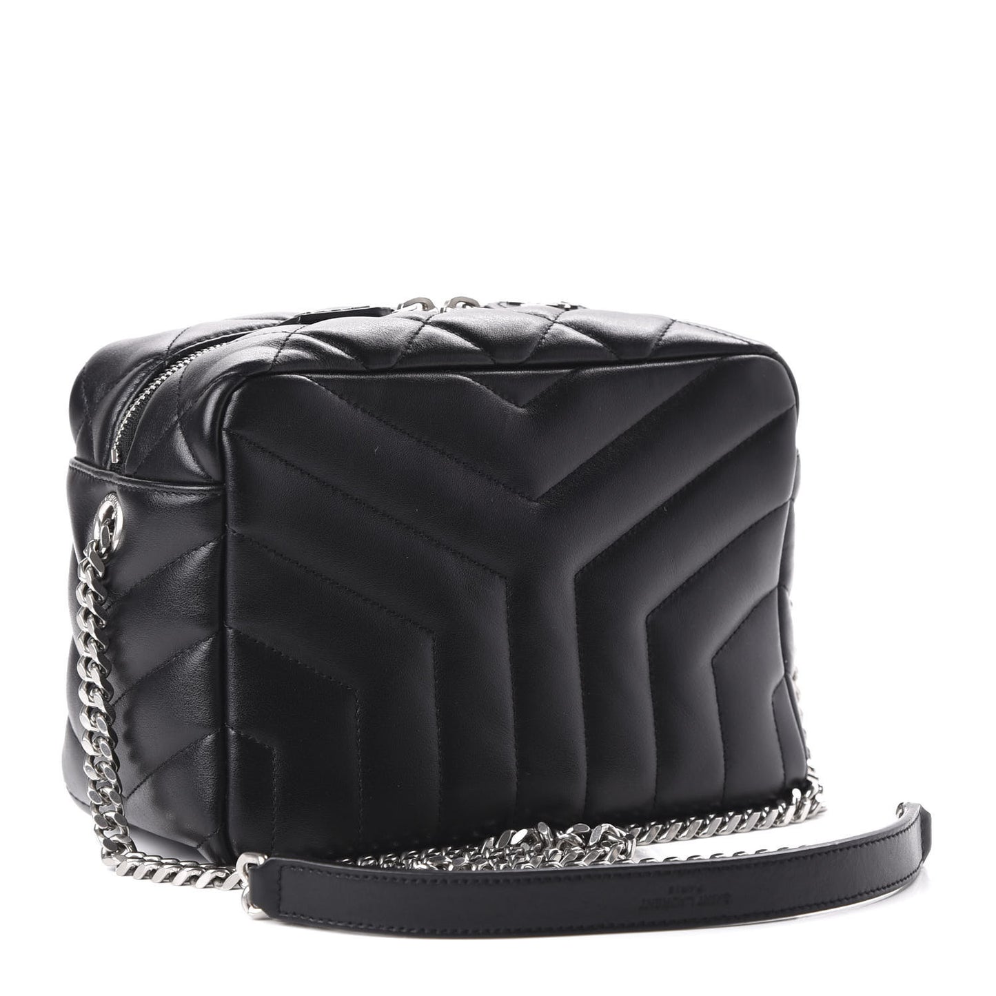 Calfskin Y Quilted Monogram Small Loulou Bowling Bag Black