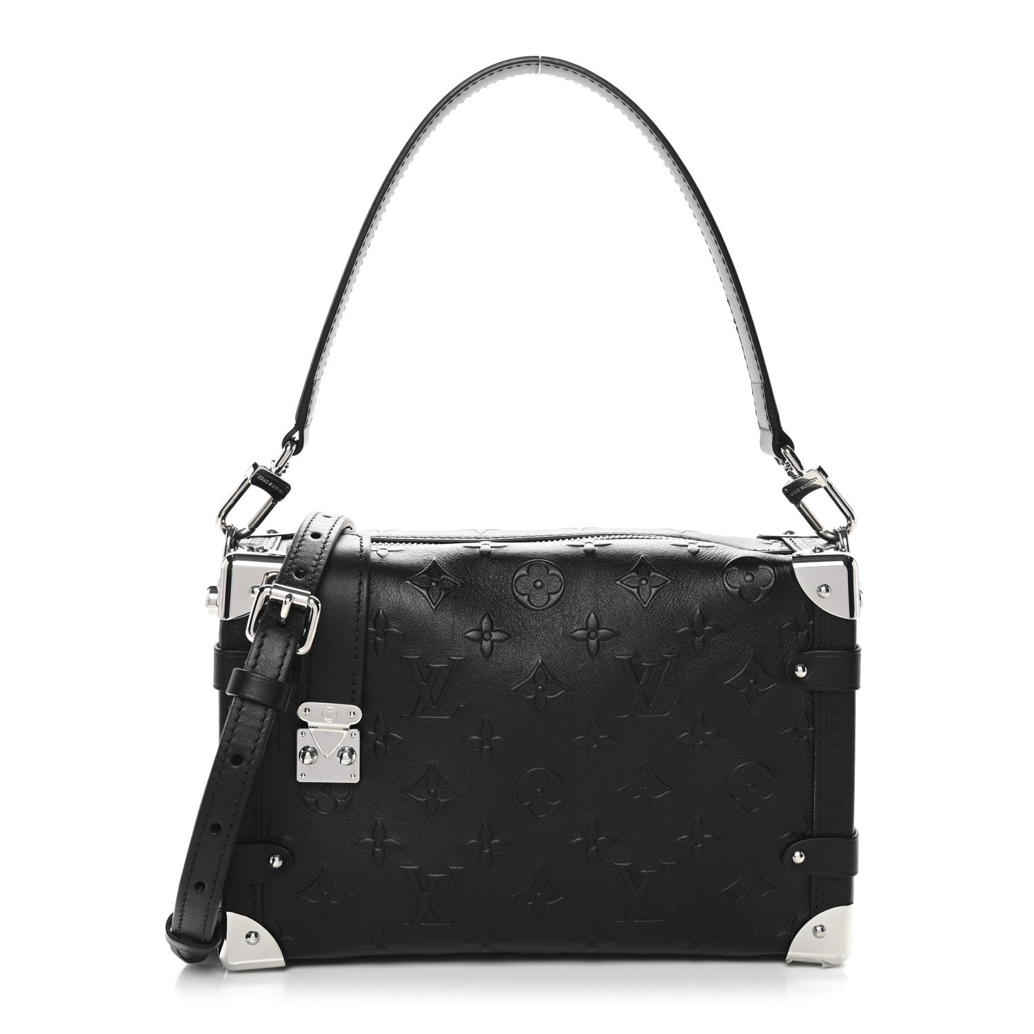 Louis Vuitton Calfskin Debossed Monogram Side Trunk Black 1 of 10