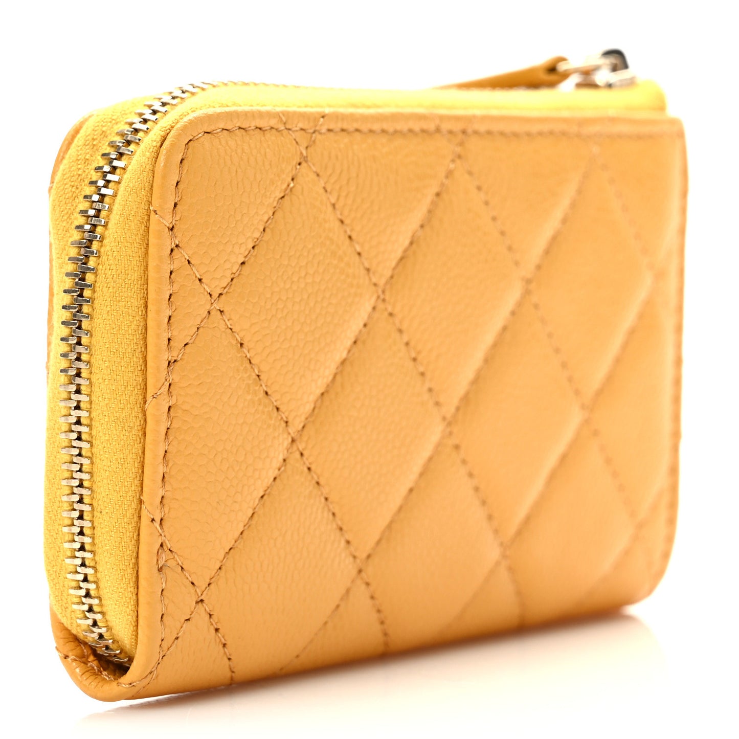 Caviar Quilted Zipped Key Holder Case Yellow